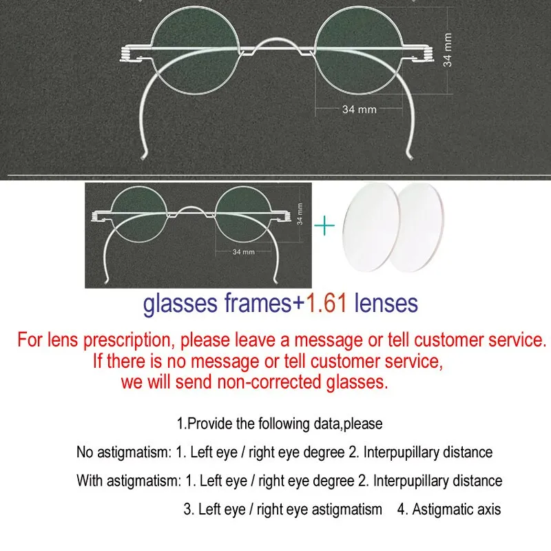 Yujo Unisex Full Rim Round Stainless Steel Eyeglasses Y013